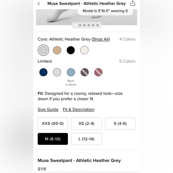 ALO Yoga Muse Sweatpant- Athletic Heather Grey/ Size Medium - Picture 4 of 11